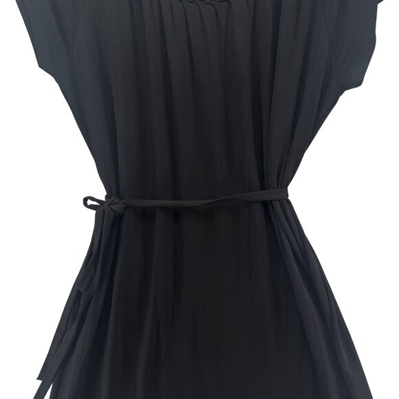 Talbots Belted Midi Dress Black Short Cap Sleeve Stretch Pullover Size 3X - Picture 10 of 10